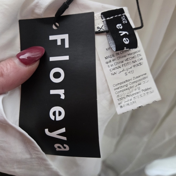 Floreya White Sleeveless Midi Dress Button Detail 2X Beach Bachelorette Wedding - Picture 6 of 6